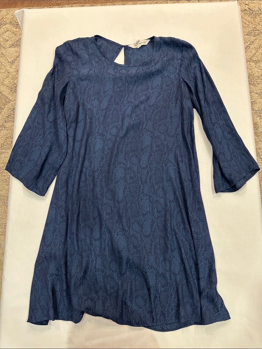 BCBGeneration Navy Blue Patterned 3/4 Sleeve Tunic